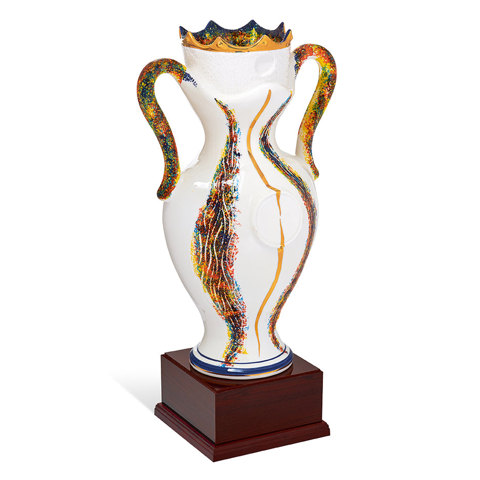 CA995 Coppa con tazza in ceramica e base in legno