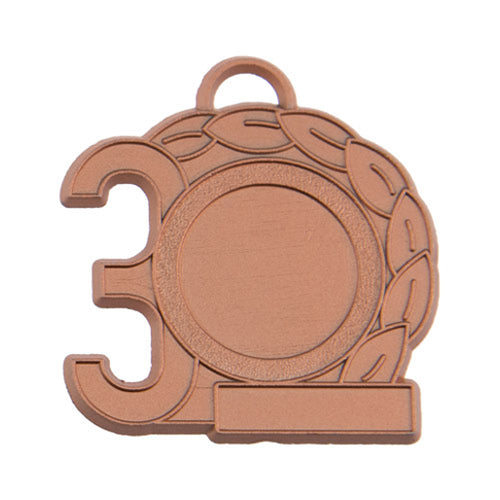 BS321D Medaglia sagomata numero 3 personalizzabile, in zama, diametro 60 mm