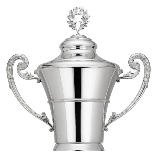 CM074 Coppa con tazza argentata e base in legno