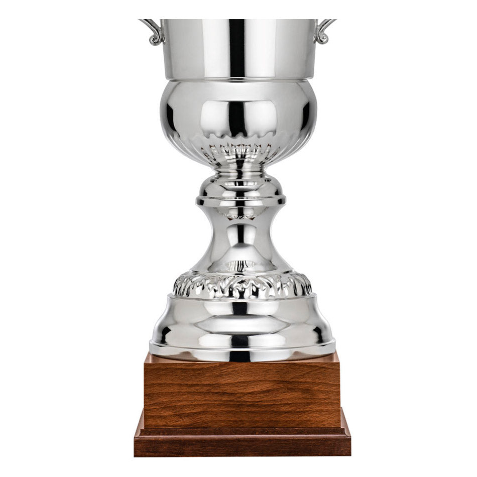 CM074 Coppa con tazza argentata e base in legno