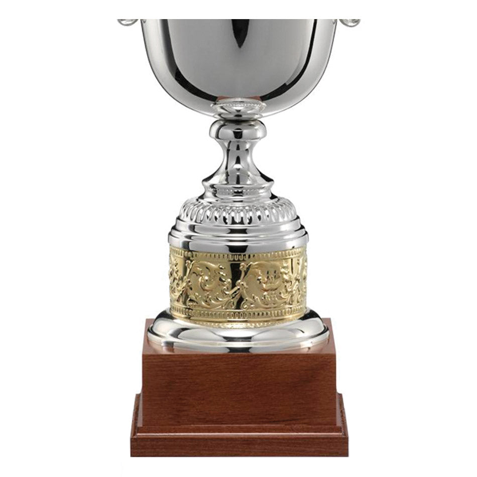 CM077 Coppa con tazza argentata e base in legno