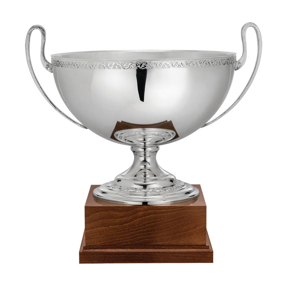 CM079 Coppa con tazza argentata e base in legno