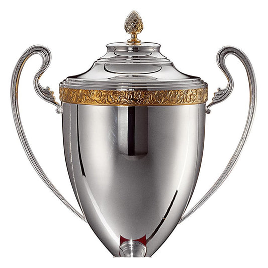 CM080 Coppa con tazza argentata e base in legno