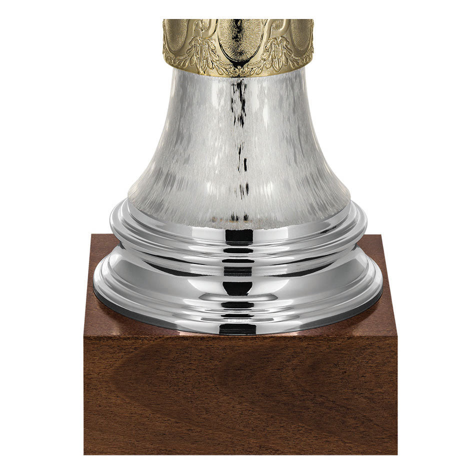 CM089 Coppa con tazza argentata e base in legno