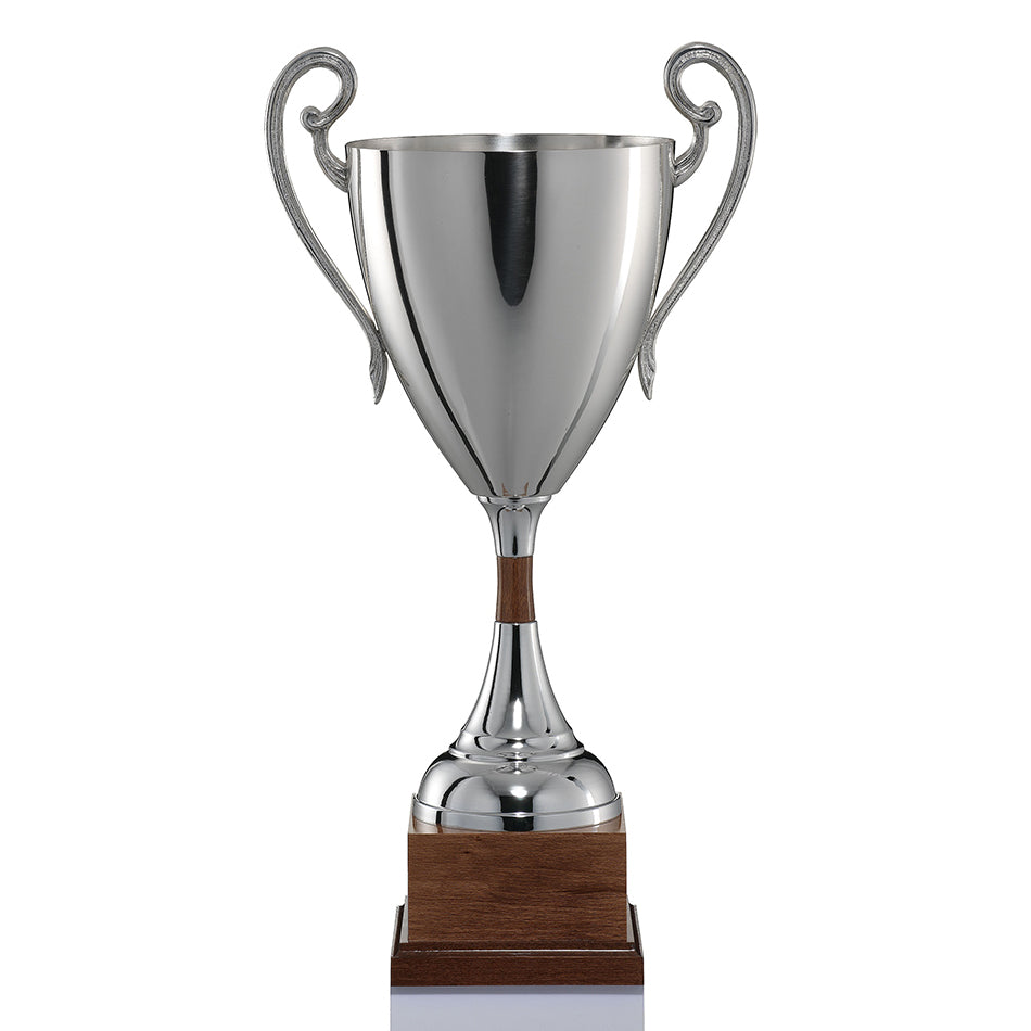 CM090 Coppa con tazza argentata e base in legno