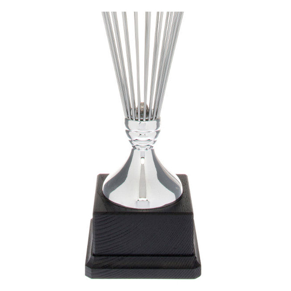 CP017 Coppa "Wave" in metallo e base in rovere