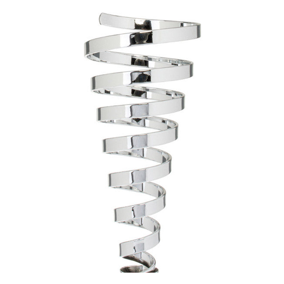 CP019 Coppa "Silver spiral" in metallo e base in rovere