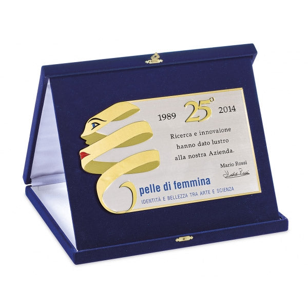 DC018 Targa in ottone silver con bordo diamantato