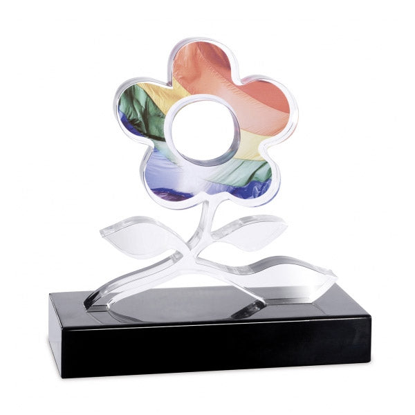 DC032 Trofeo con sagoma fiore, stampa digitale e base