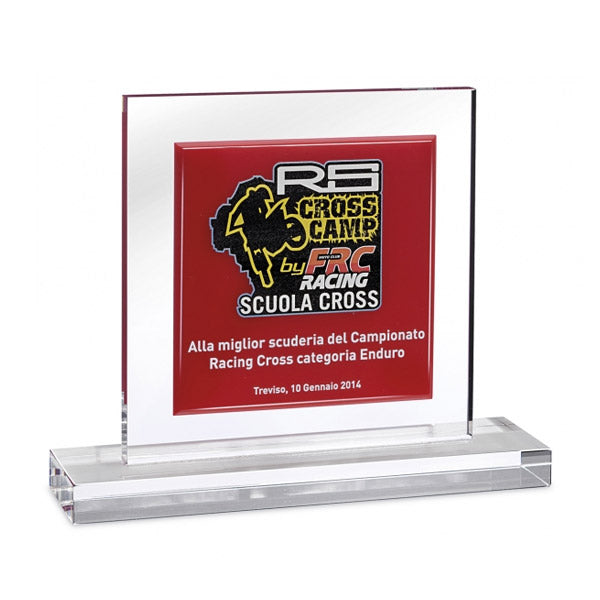 DC033 Trofeo con base e alzata, piastra con stampa digitale