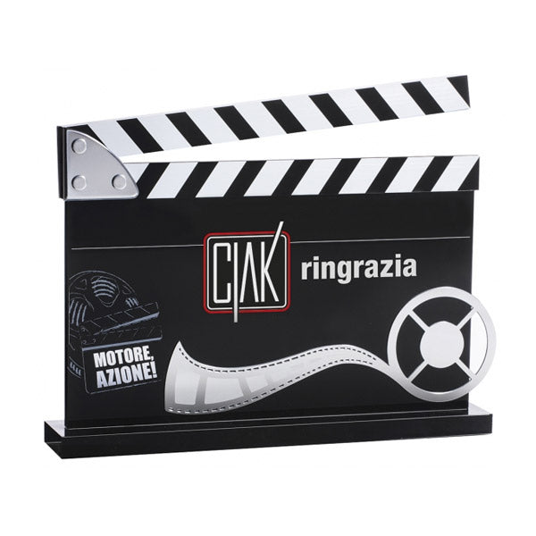 DC037 Trofeo "ciak" con alzata, applicazioni e base