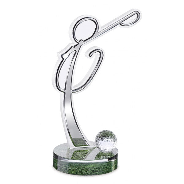 DC040 Trofeo "Golf" sagoma trasparente con applicato soggetto e pallina in vetro