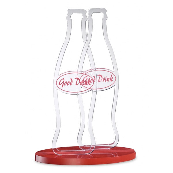 DC042 Trofeo sagoma bottiglie, stampa digitale e base rossa