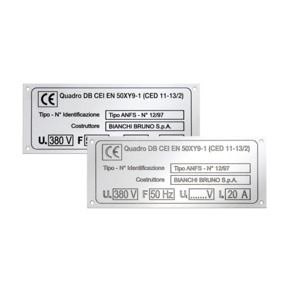 DC052 Targhetta in acciaio, incisione chimica con e senza smalti