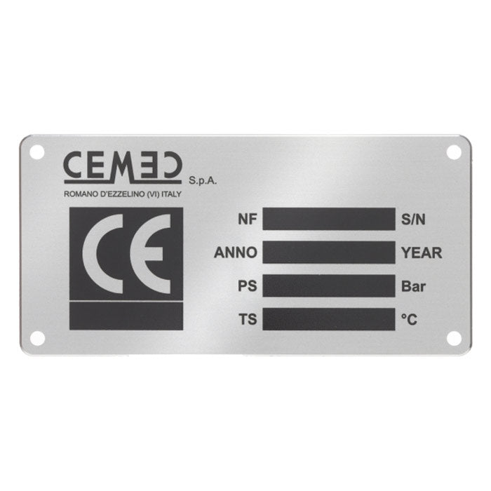 DC061 Targhetta in alluminio anodizzato con stampa ad assorbimento