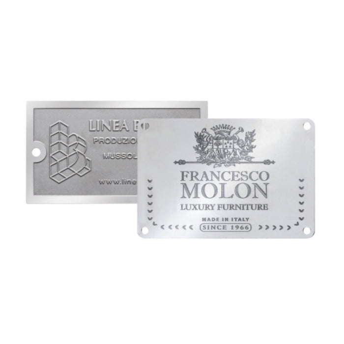 DC076 Targhetta in acciaio opaco o lucido con incisione chimica