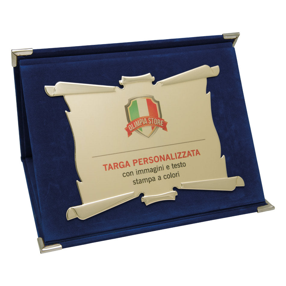 TA..04N Targa a pergamena oro con cartella in velluto