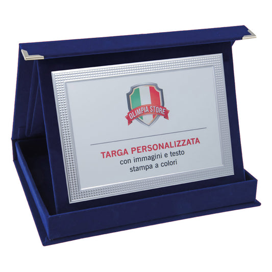 TA..06G Targa rettangolare martellata argento con astuccio in velluto