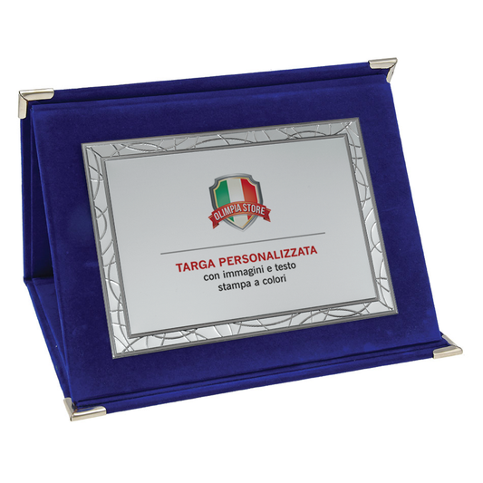 TA..04S Targa rettangolare argentata con cartella in velluto