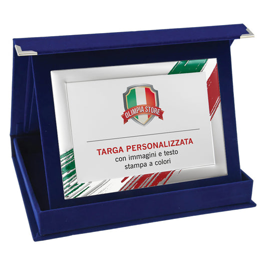 TA..06E Targa rettangolare tricolore/bianca con astuccio in velluto