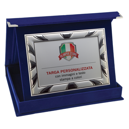 TA..06Q Targa rettangolare argentata con astuccio in velluto