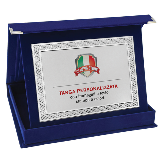 TA..06U Targa rettangolare argentata con astuccio in velluto